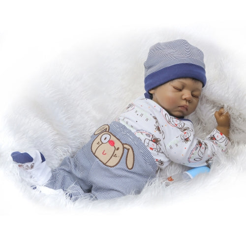 22inch Silicon Reborn Toddler Doll Sleeping Baby Doll Boy Eyes Close With Hair Clothes Boneca Lifelike Cute Gifts Toy