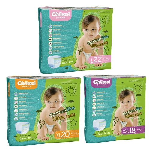 Chikool Baby Training Diaper Pants Double Absorbent Layer Size L 22 Count For 18-22lb Baby Pull-Up Diapers Nappy