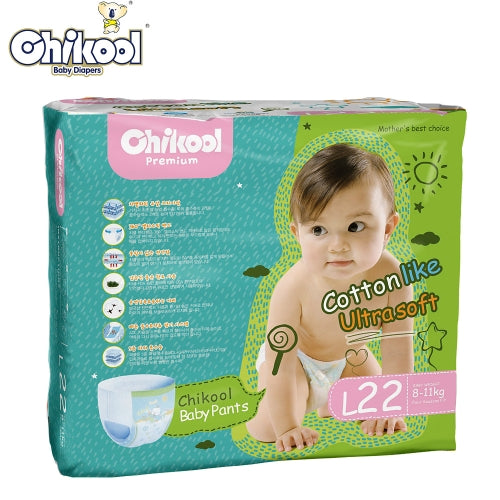 Chikool Baby Training Diaper Pants Double Absorbent Layer Size L 22 Count For 18-22lb Baby Pull-Up Diapers Nappy