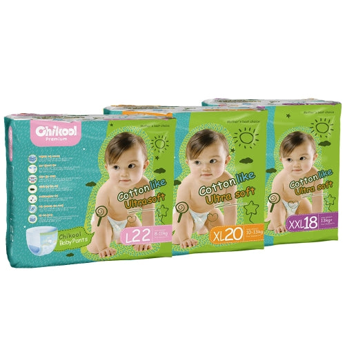 Chikool Baby Training Diaper Pants Double Absorbent Layer Size L 22 Count For 18-22lb Baby Pull-Up Diapers Nappy