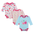 3pcs Baby Rompers Bodysuit Clothes Set 100% Cotton Long Sleeve For Newborn Baby Infant Girl 9-12M