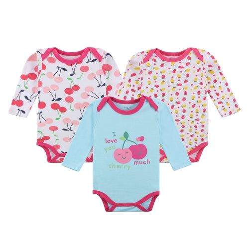 3pcs Baby Rompers Bodysuit Clothes Set 100% Cotton Long Sleeve For Newborn Baby Infant Girl 9-12M