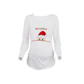 Maternity Shirt Long Sleeve Pregnancy Mom Tops Tee Christmas Santa White L