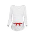 Maternity Shirt Long Sleeve Pregnancy Mom Tops Tee Christmas Santa White L