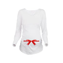 Maternity Shirt Long Sleeve Pregnancy Mom Tops Tee Christmas Santa White L