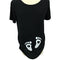 Maternity Shirt Short Sleeve O-Neck Side Ruched Funny Word Pregnancy Mom Tops Tee Black L