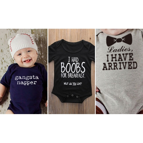 3Pcs Baby Rompers Cute Words Printing Cotton Short Sleeve Bodysuit Unisex Newborn Baby Clothes 3-6Month