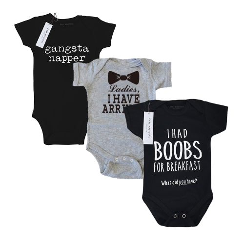 3Pcs Baby Rompers Cute Words Printing Cotton Short Sleeve Bodysuit Unisex Newborn Baby Clothes 3-6Month