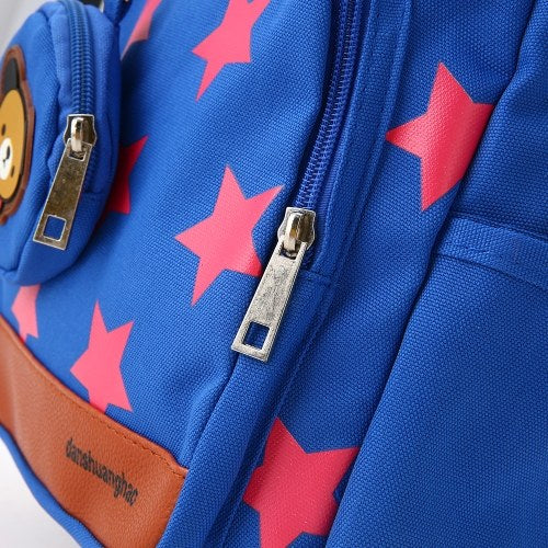 Kids School Bags Canvas Cute Star Pattern Travel Backpack Children Kindergarten Schoolbags With Coin Purse Red