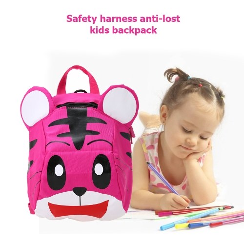 Kids School Bags With Safety Harness Nylon Cute Tiger Shaped Anti-lost Travel Backpack Children Kindergarten Schoolbags Yellow