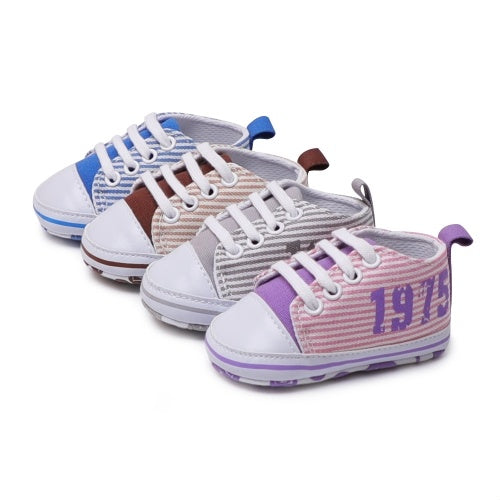 Infant Toddler Baby Casual Shoes Cotton Stripe Soft Sole Non-Slip Sneaker Prewalker Pink 4M