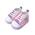 Infant Toddler Baby Casual Shoes Cotton Stripe Soft Sole Non-Slip Sneaker Prewalker Pink 4M