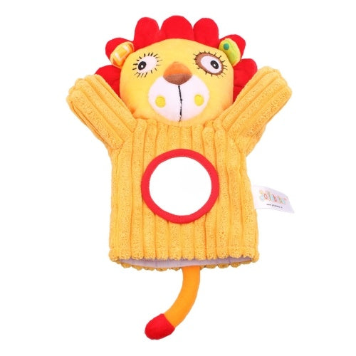 Baby Animals Hand Puppet Plush Rattles Bell Magic Mirror Soft Finger Toys For Early education Lion