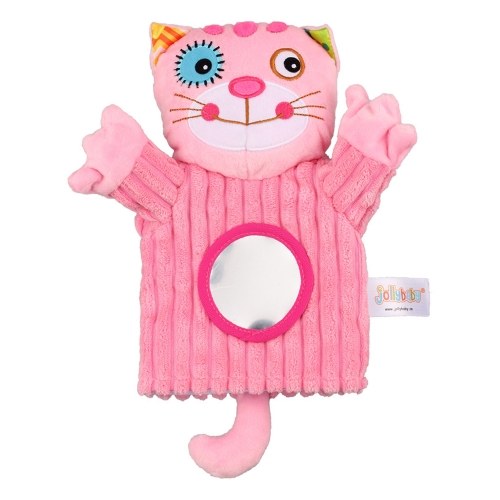 Baby Animals Hand Puppet Plush Rattles Bell Magic Mirror Soft Finger Toys For Early education Lion