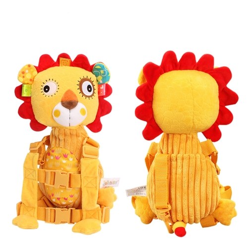 Baby Safety Harness Walker Plush Cartoon Animal Anti-lost Strap Backpacks Shoulder Bag Lion Yellow