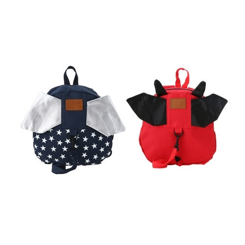 Kids School Bags Backpack Anti-lost Harness Canvas Cute Children Kindergarten Schoolbags With Wings Dark Blue Star