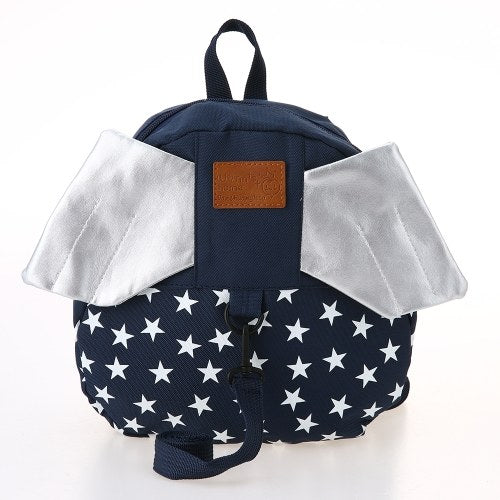 Kids School Bags Backpack Anti-lost Harness Canvas Cute Children Kindergarten Schoolbags With Wings Dark Blue Star