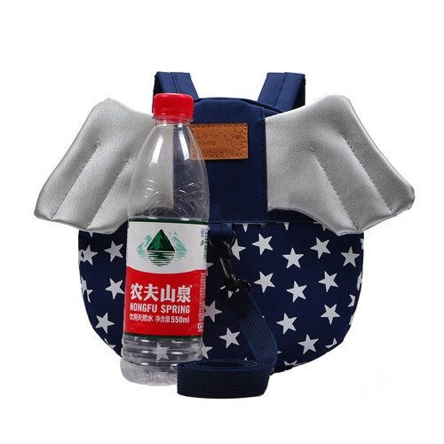 Kids School Bags Backpack Anti-lost Harness Canvas Cute Children Kindergarten Schoolbags With Wings Dark Blue Star