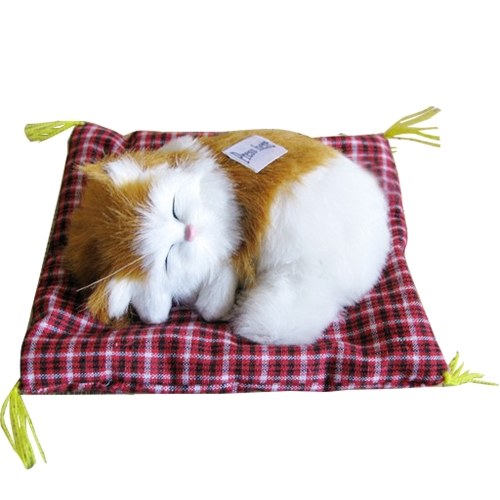 Lovely Simulation Padded Sleeping Cat with Sound Children Plush Stuffed Toy Birthday Gift