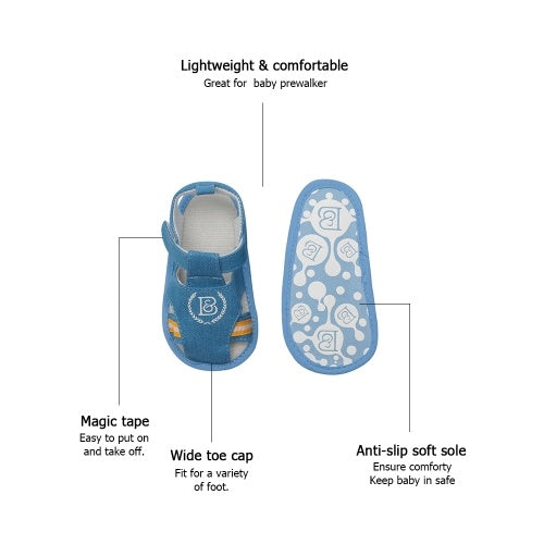 Infant Toddler Baby Shoes Boy Sandal Magic Tape Soft Sole Non-Slip Sneaker Prewalker For Summer Dark BLue U.S Size 4