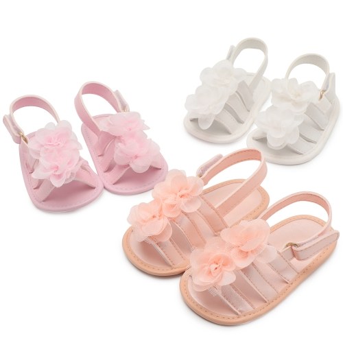 Infant Toddler Baby Shoes Girl Flower Sandals For Summer Soft Sole Non-Slip Prewalker Light Pink U.S Size 4