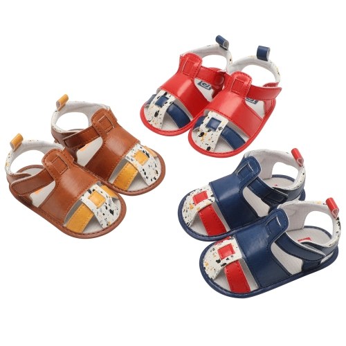 Infant Toddler Baby Shoes Boy Sandal PU Magic Tape Soft Sole Non-Slip Sneaker Prewalker For Summer Blue U.S Size 4