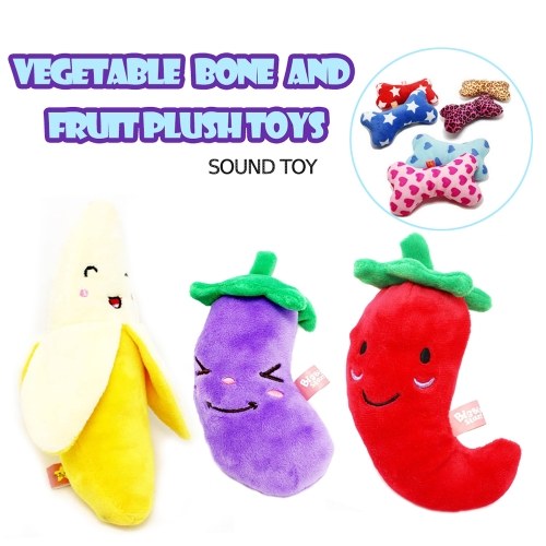 Vocal Sounded Toys Soft Plush False Chili Banana Eggplant Bone Fruit Vegetable Funny Play Toys for Baby Children