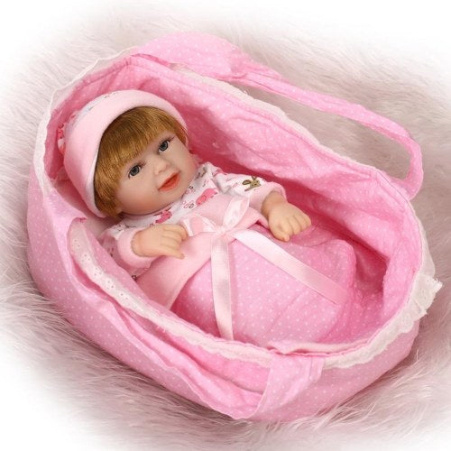 10in Reborn Baby Rebirth Doll Kids Gift Pink Bag All Silica Gel Girl