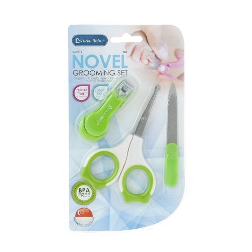 3Pcs Safety Baby Nail Clipper + Rounded Scissors + Trimmer Set Stainless Steel Toenail Fingernail Cutter For Newborn Infant Green