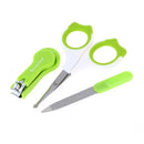 3Pcs Safety Baby Nail Clipper + Rounded Scissors + Trimmer Set Stainless Steel Toenail Fingernail Cutter For Newborn Infant Green