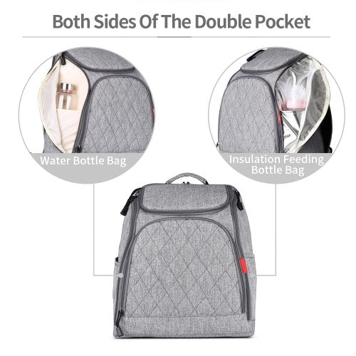 Baby Diaper Bag Large Capacity Fashion Mummy Nappy Bag Nursing Bag Travel Backpack for Baby Care Grey