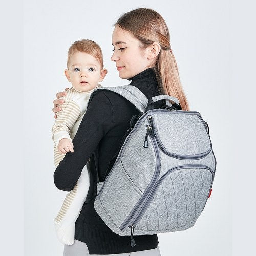 Baby Diaper Bag Large Capacity Fashion Mummy Nappy Bag Nursing Bag Travel Backpack for Baby Care Grey