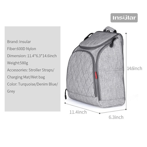 Baby Diaper Bag Large Capacity Fashion Mummy Nappy Bag Nursing Bag Travel Backpack for Baby Care Grey