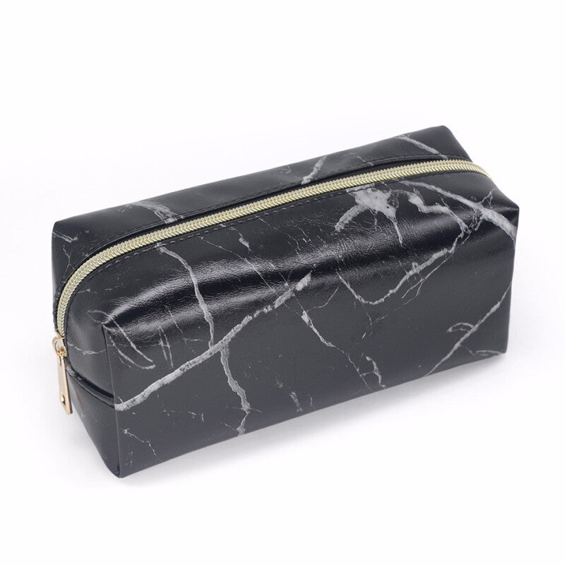 Marble Cosmetic Pouch Bag - Black