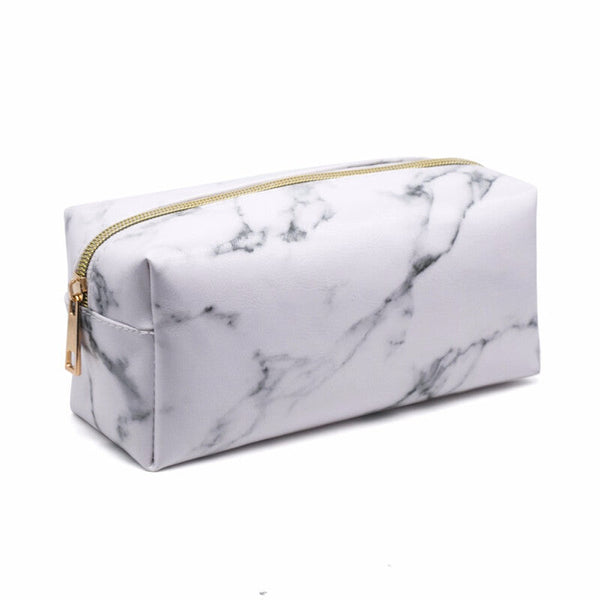 Marble Cosmetic Pouch Bag - White