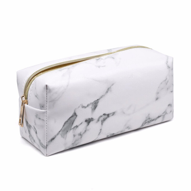 Marble Cosmetic Pouch Bag - White