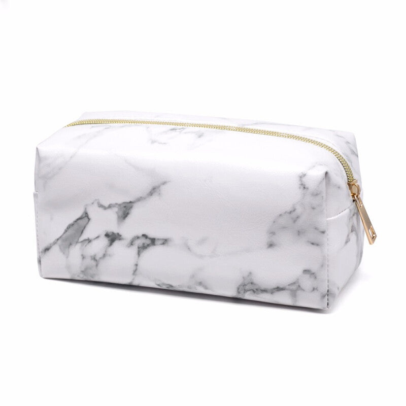 Marble Cosmetic Pouch Bag - White