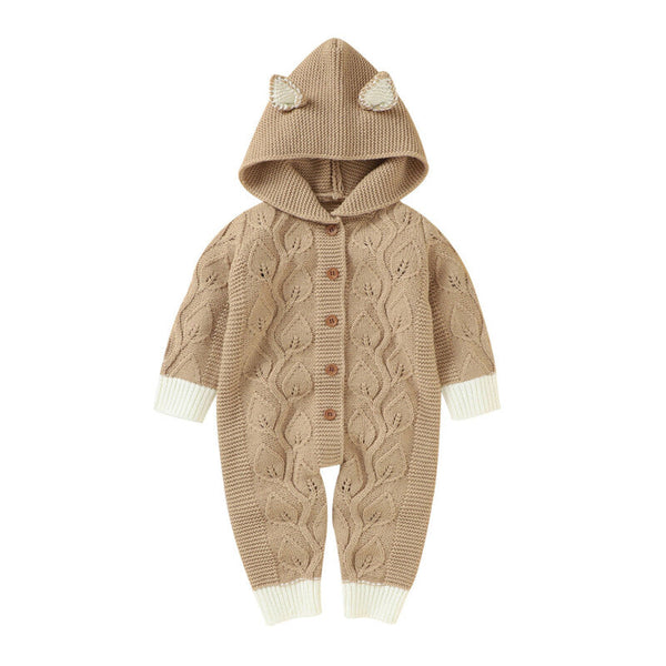 Matoen Hooded Romper Sweater - Khaki