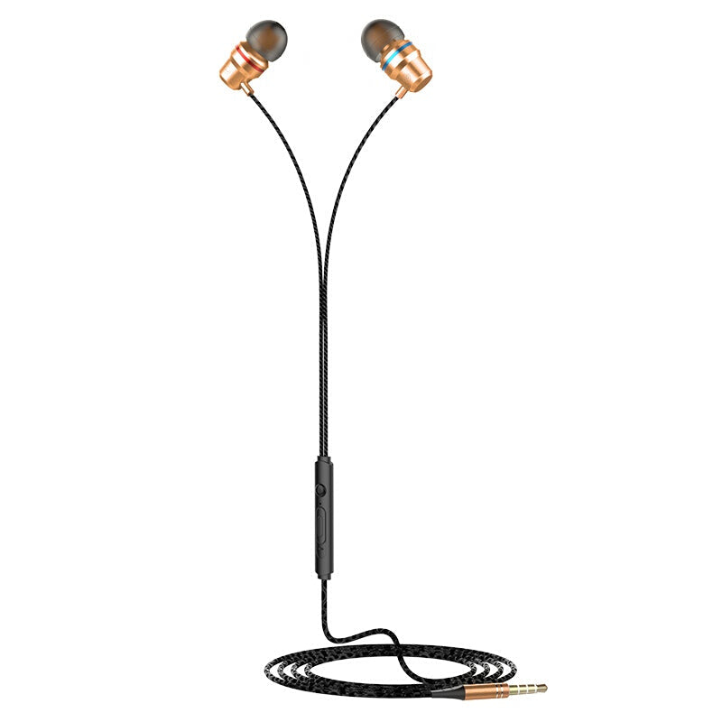 Mega Bass Premium In-Ear Headset With Microphone - Gold