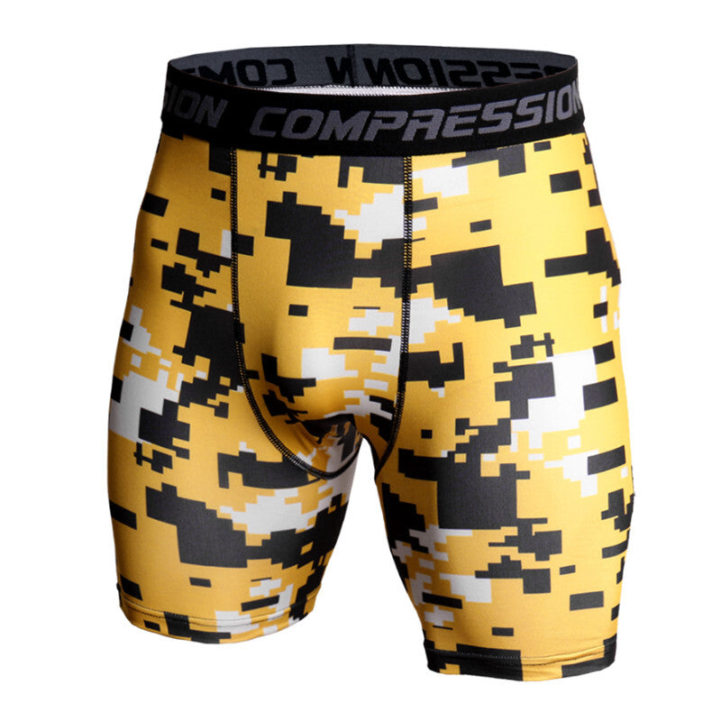 KD34 Men 2020 3D Camo Elastic Skinny Sweat shorts - Yellow