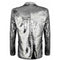 Men Sequined Décor Patchwork Slim Fit Blazer - Silver