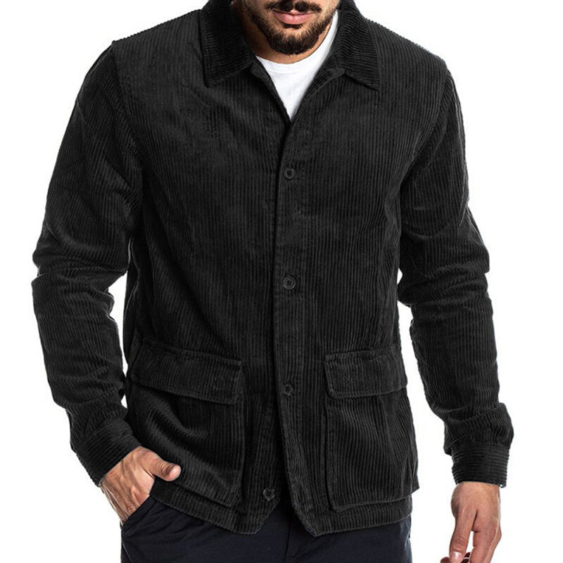 Men's Autumn Fashion Coat Casual Long Sleeve - Black