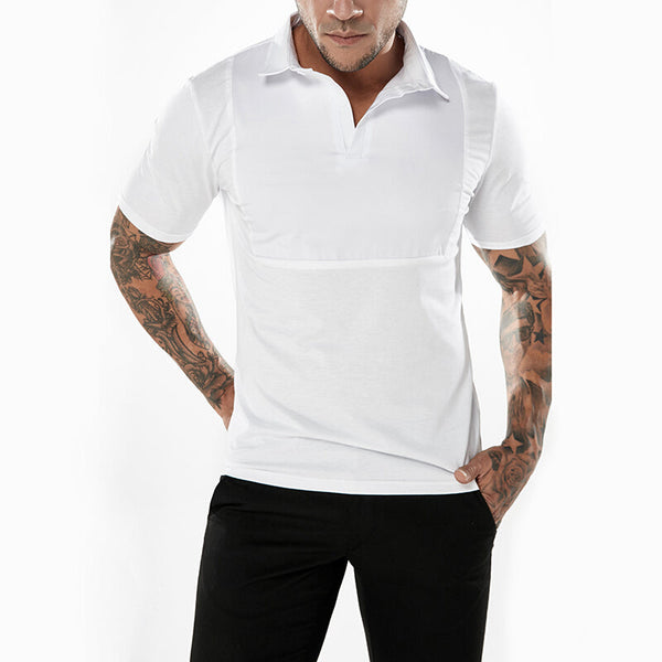 Men's Casual Short Sleeve Polo Shirt Tops - White