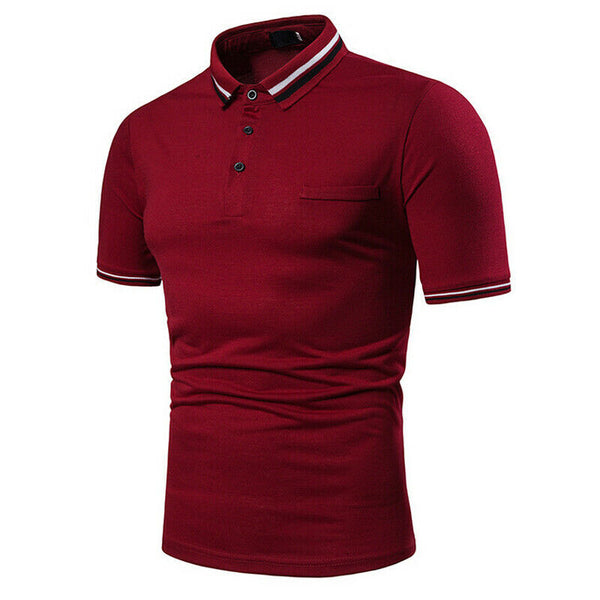 Men's Casual Short Sleeve Slim Fit Polo Shirt - Red