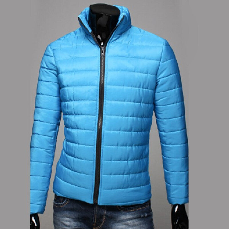 Men's Fashionable Cotton-Padded Jacket - Blue