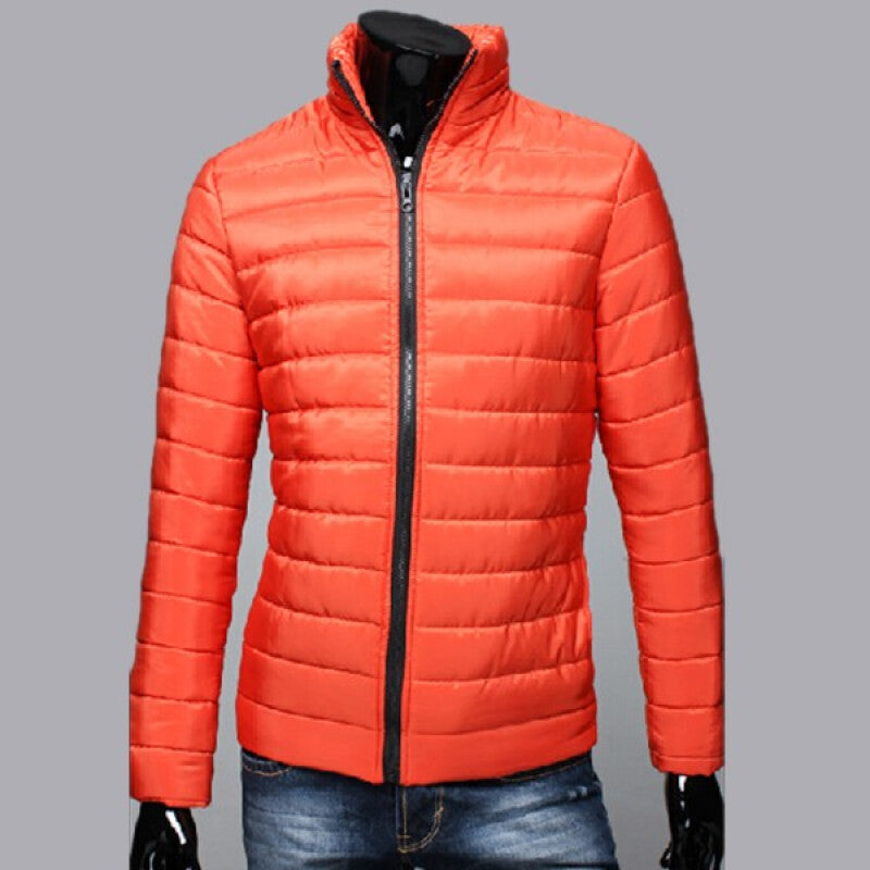 Men's Fashionable Cotton-Padded Jacket - Orange