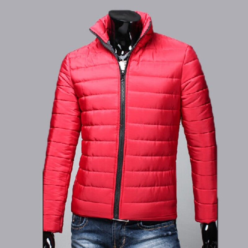 Men's Fashionable Cotton-Padded Jacket - Red