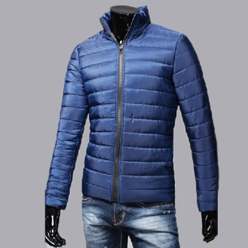 Men's Fashionable Cotton-Padded Jacket - Navy Blue