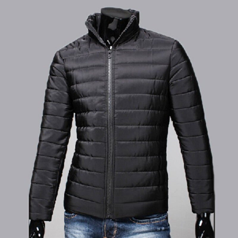 Men's Fashionable Cotton-Padded Jacket - Black