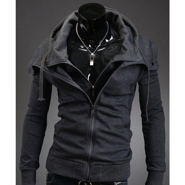 Men's Fashionable Hooded Cardigan Jacket - Deep Gray